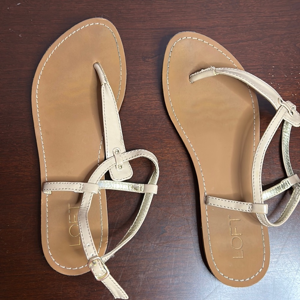 LOFT nude simple strap back sandals